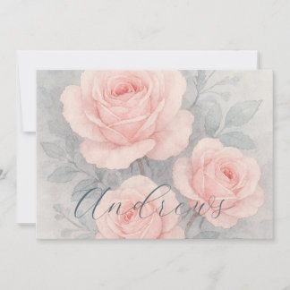 Elegant Pink Roses Watercolor Greeting Card
