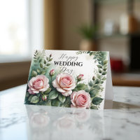 Elegant Pink Roses Wedding Congratulations