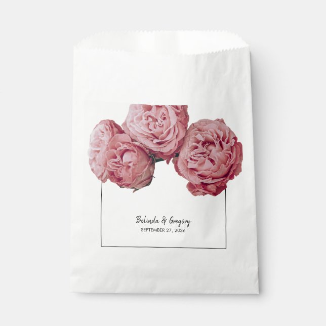 Elegant Pink Roses Wedding  Favour Bag (Front)