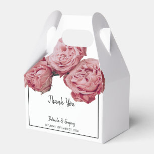 Elegant Pink Roses Wedding Favour Box