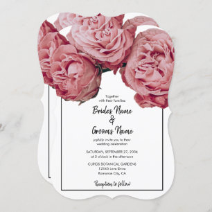 Elegant Pink Roses Wedding Invitations