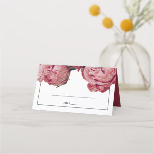 Elegant Pink Roses Wedding Place Card