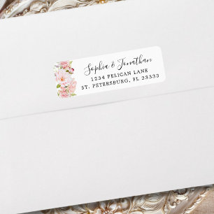 Elegant Pink Roses Wedding Return Address Label