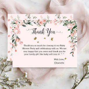 Elegant Pink Roses with Butterflies Baby Shower Thank You Card