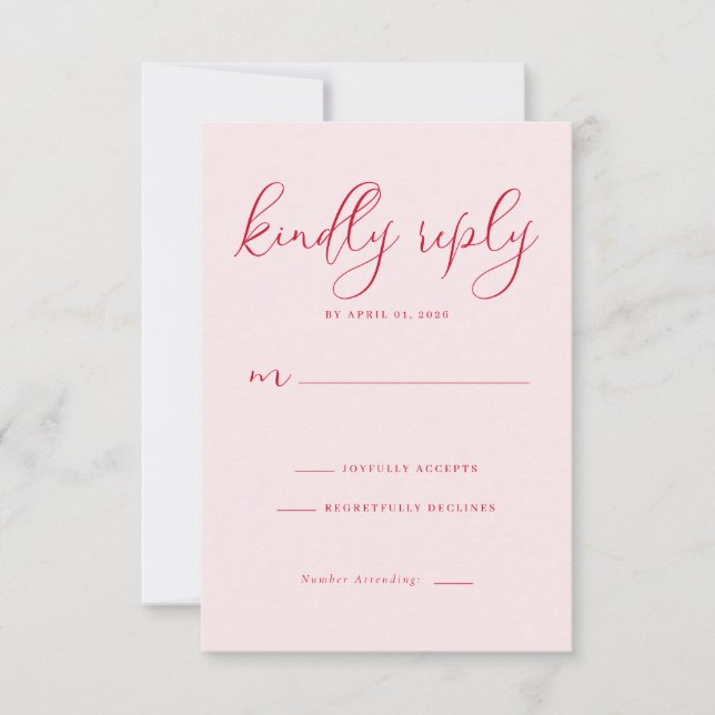Elegant Pink RSVP Card (Front)