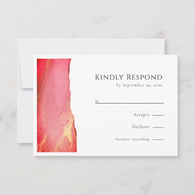 Elegant Pink RSVP Wedding Response Card (Front)