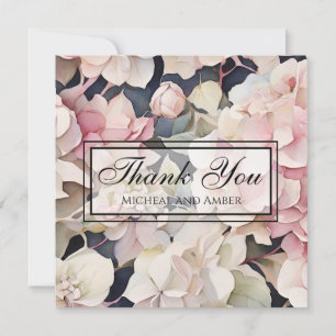 Elegant pink sage watercolor floral hydrangeas holiday card