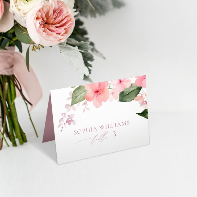Elegant Pink Sakura Flowers Wedding Place Card (Creator Uploaded)
