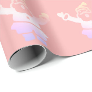 Elegant Pink Santa Claus Christmas Pattern Wrapping Paper