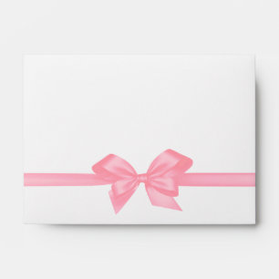 Elegant Pink Satin Bow on White Envelope