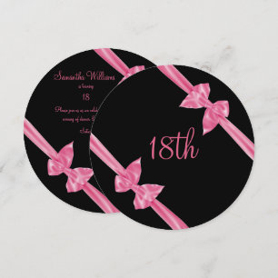 Elegant Pink Satin Bows 18th Birthday Invitation