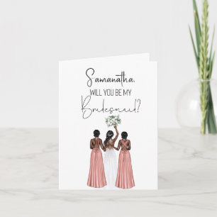 Elegant Pink Satin Dress Bridesmaid Proposal Card