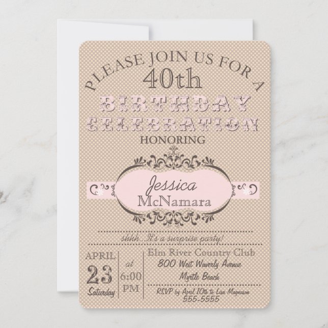 Elegant Pink Screen Birthday Invitation (Front)