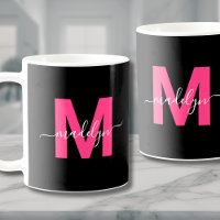Elegant Pink Script Name Initial Monogram