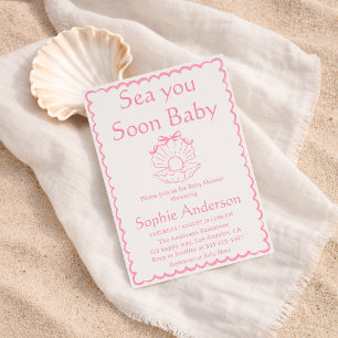 Elegant Pink Seashell Baby Baby Shower Invitation
