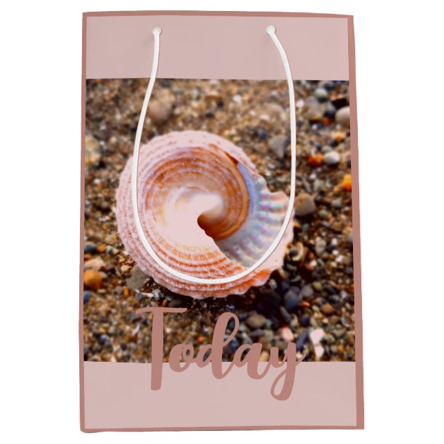 Elegant Pink Seashell Custom Gift Bag (Front)