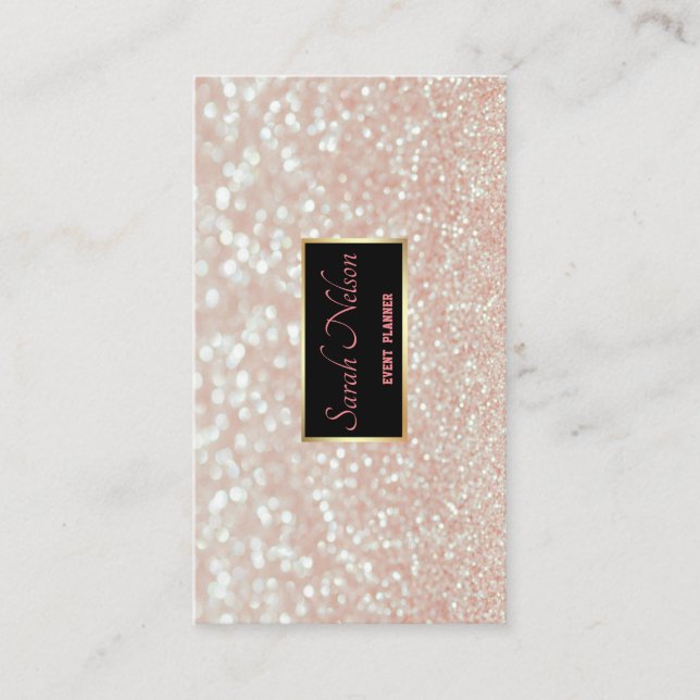 Elegant Pink Sequins Business Card (Front)
