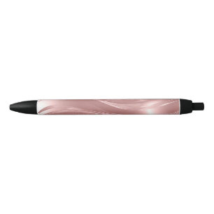 Elegant Pink Shimmer Background With Metallic Wave Black Ink Pen