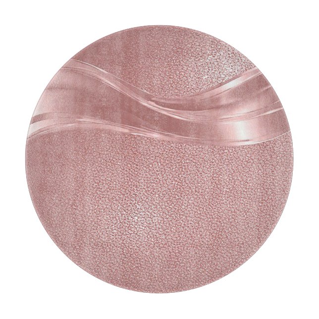 Elegant Pink Shimmer Background With Metallic Wave Cutting Board (Front)