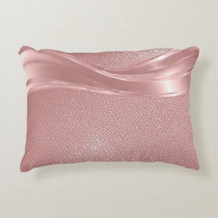 Elegant Pink Shimmer Background With Metallic Wave Decorative Cushion