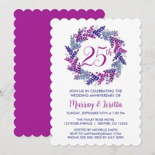 Elegant Pink Silver 25th Wedding Anniversary Invitation