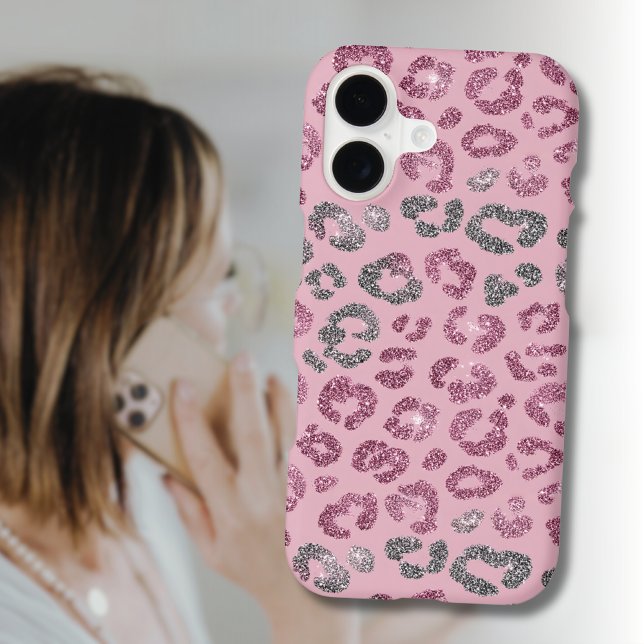 Elegant Pink Silver Glitter Leopard on Rose Gold (Creator Uploaded)