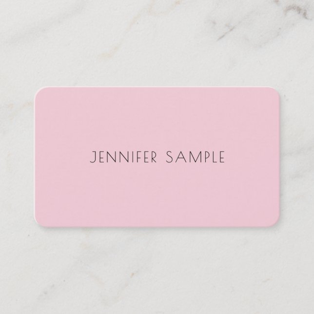 Elegant Pink Simple Design Modern Plain Luxury Top Business Card (Front)