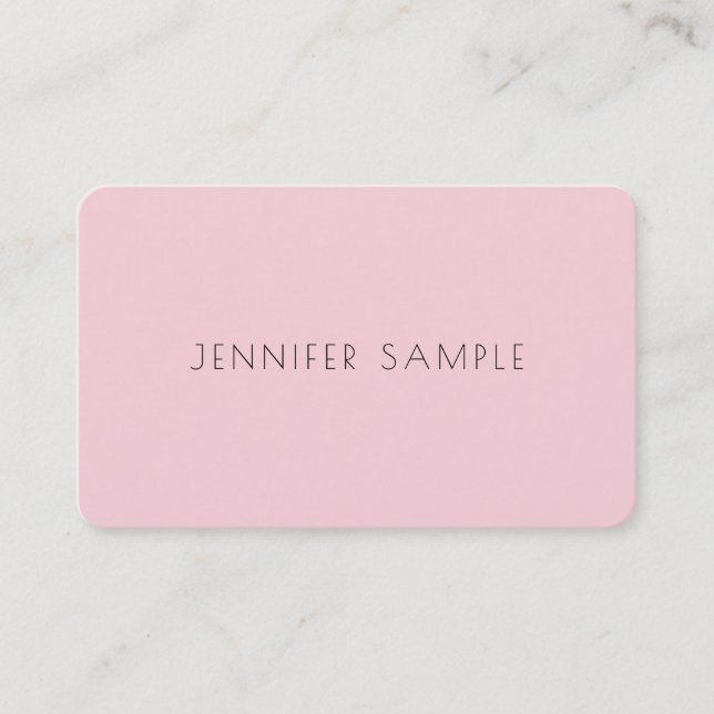 Elegant Pink Simple Professional Plain Luxury Chic Business Card (Front)