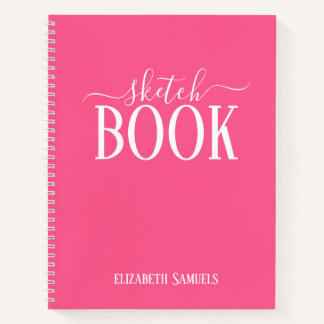 Elegant Pink Sketch Book with name gift for her