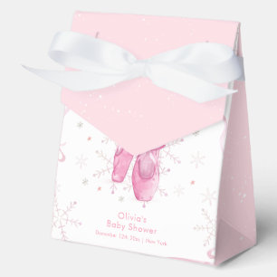 Elegant Pink Snowflake Ballerina Girl Baby Shower Favour Box