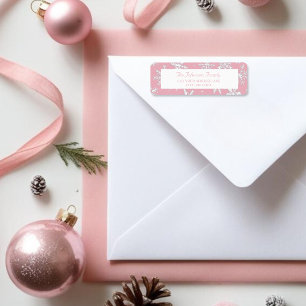 Elegant Pink Snowflakes Holiday winter return  Address Label