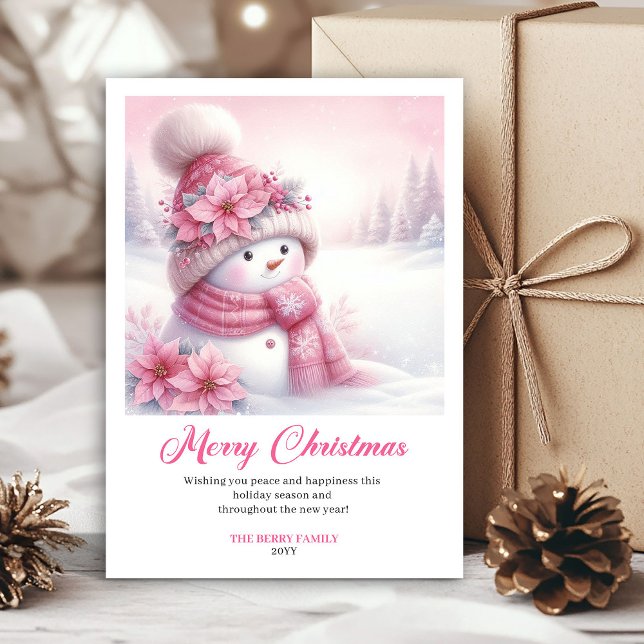 Elegant Pink Snowman Kids Digital Christmas Cards (Elegant Pink Snowman Kids Digital Christmas Greeting Card

)