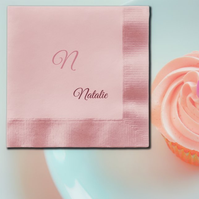 Elegant Pink solid colour monogrammed Napkin (Creator Uploaded)