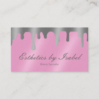 Elegant Pink Sparkle Aesthetician Business Card