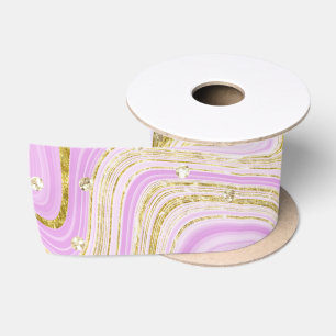 Elegant Pink Sparkle Swirls Glitter Sequins Satin Ribbon