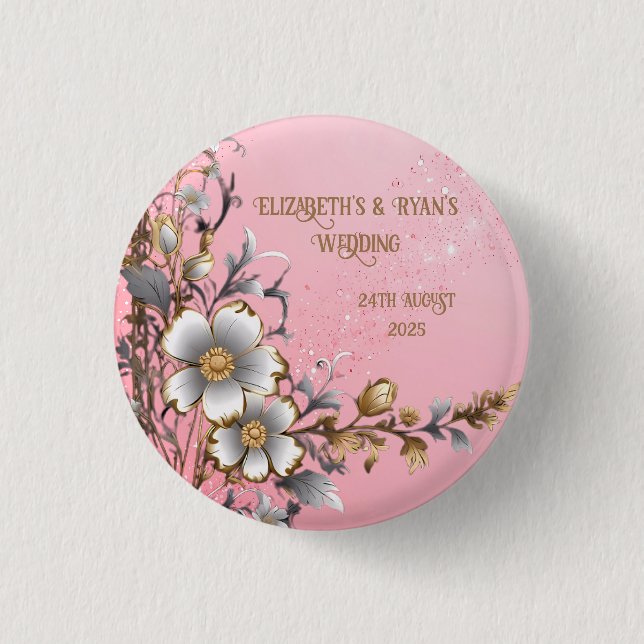 Elegant Pink Sparkle Wedding Background 3 Cm Round Badge (Front)