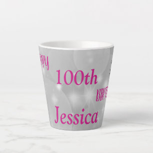 Elegant pink sparkly 100th birthday latte mug