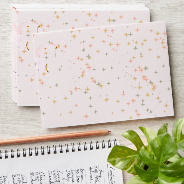 Elegant Pink Sprinkle Star Envelope Design (Stacked)
