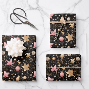 Elegant pink star pattern tiled  wrapping paper sheet