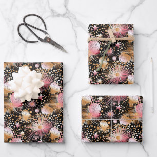 Elegant pink star pattern tiled wrapping paper sheet
