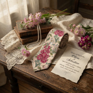 Elegant Pink Stock Flower  Tie