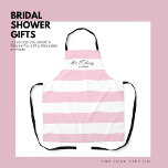 Elegant Pink Stripe Bride to Be Bridal Shower Apron<br><div class="desc">Introducing the perfect gift for the bride-to-be or wife in your life: an elegant personalised apron that's both stylish and functional. The design features gorgeous blush pink and white stripes, making it a beautiful addition to any kitchen. The apron is also personalised with the recipient's name, adding a special touch...</div>