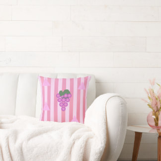 Elegant Pink Stripe with Faith Fruit Grape Design Cushion