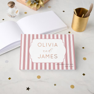 Elegant Pink Striped Celebration Guest Book