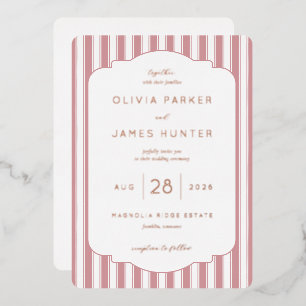 Elegant Pink Striped Wedding Invitation