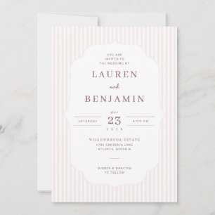 Elegant Pink Striped Wedding Invitation