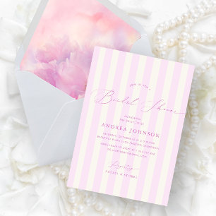 Elegant pink stripes bridal shower invitation