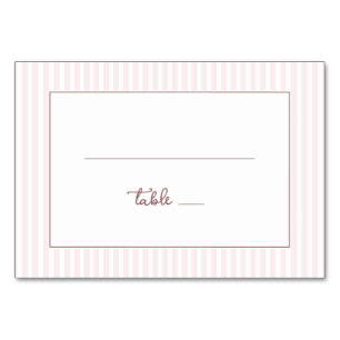 Elegant Pink Stripes Minimalist Table Number