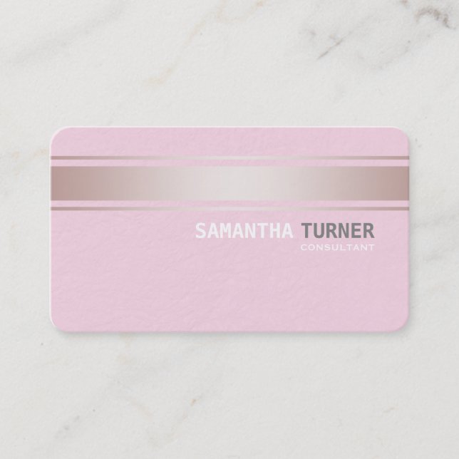 Elegant Pink Stripes Pink Textured Custom Business Card (Front)