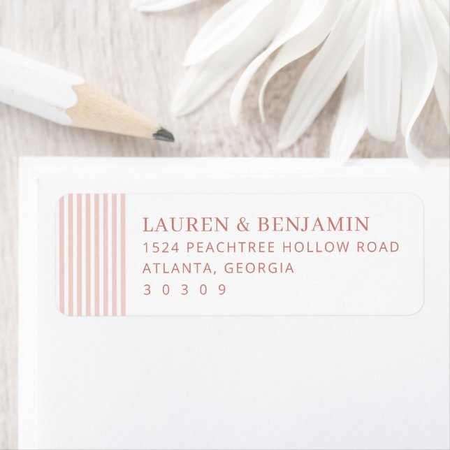 Elegant Pink Stripes Return Address Label (Insitu)